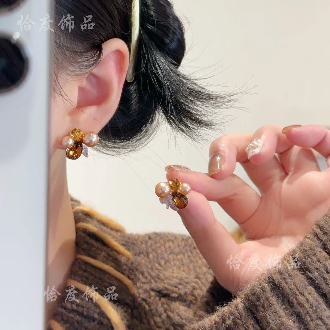 【恰度】秋日流光风锆石珠珠耳钉