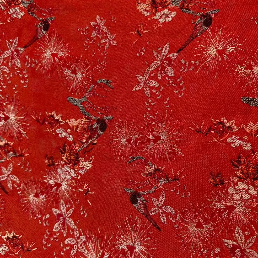 红色高端宋锦国风时装面料(不支持7天无理由）