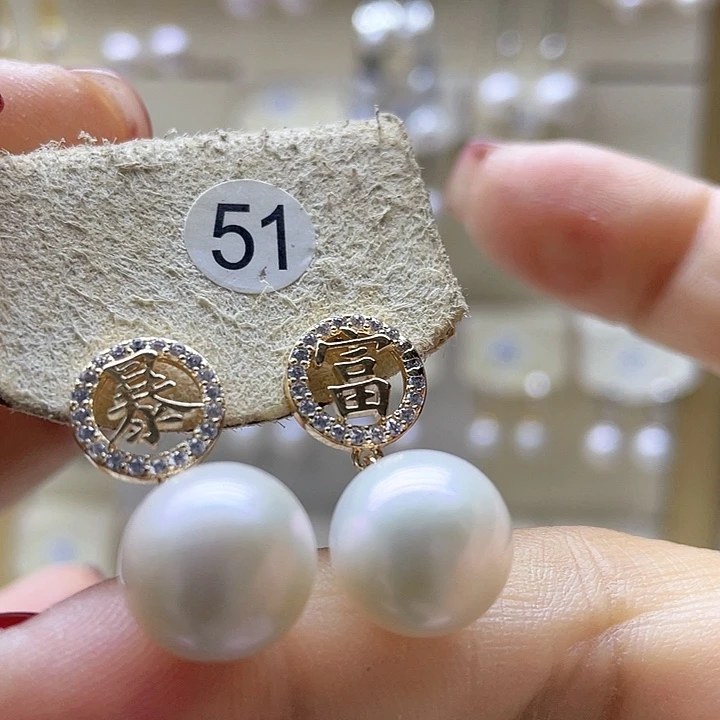 淡水珍珠耳饰银S925镶嵌