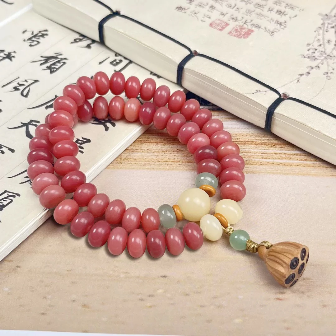 新款胭脂红优质精品菩提算盘珠双圈手串绕指柔文玩佛珠手链
