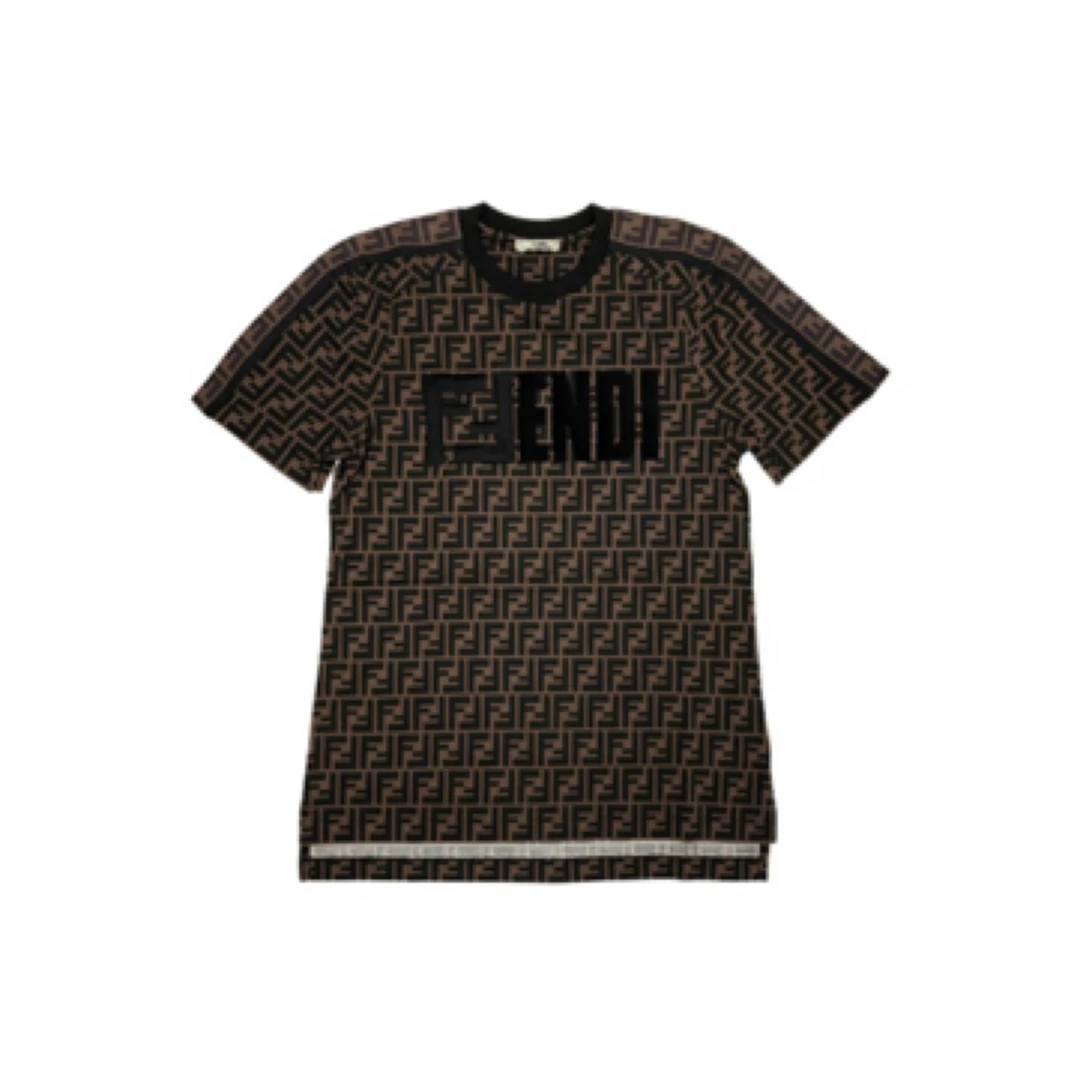 99新 FENDI/芬迪 Logo字母印花圆领短袖T恤/XXS码/E00552/GLB