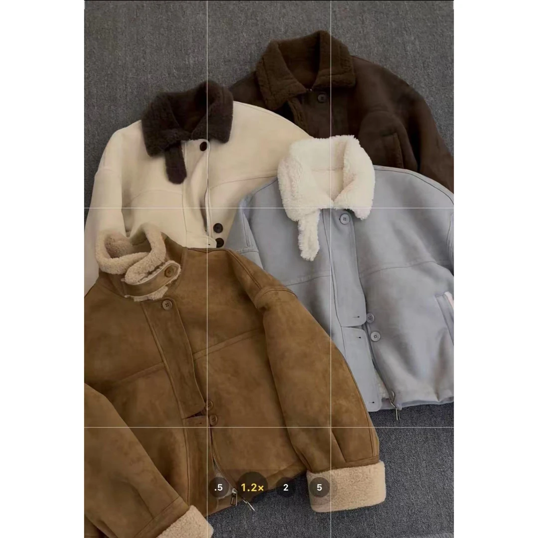 加绒加厚羊羔毛外套女短款2025秋冬新款休闲百搭皮毛一体夹克上衣