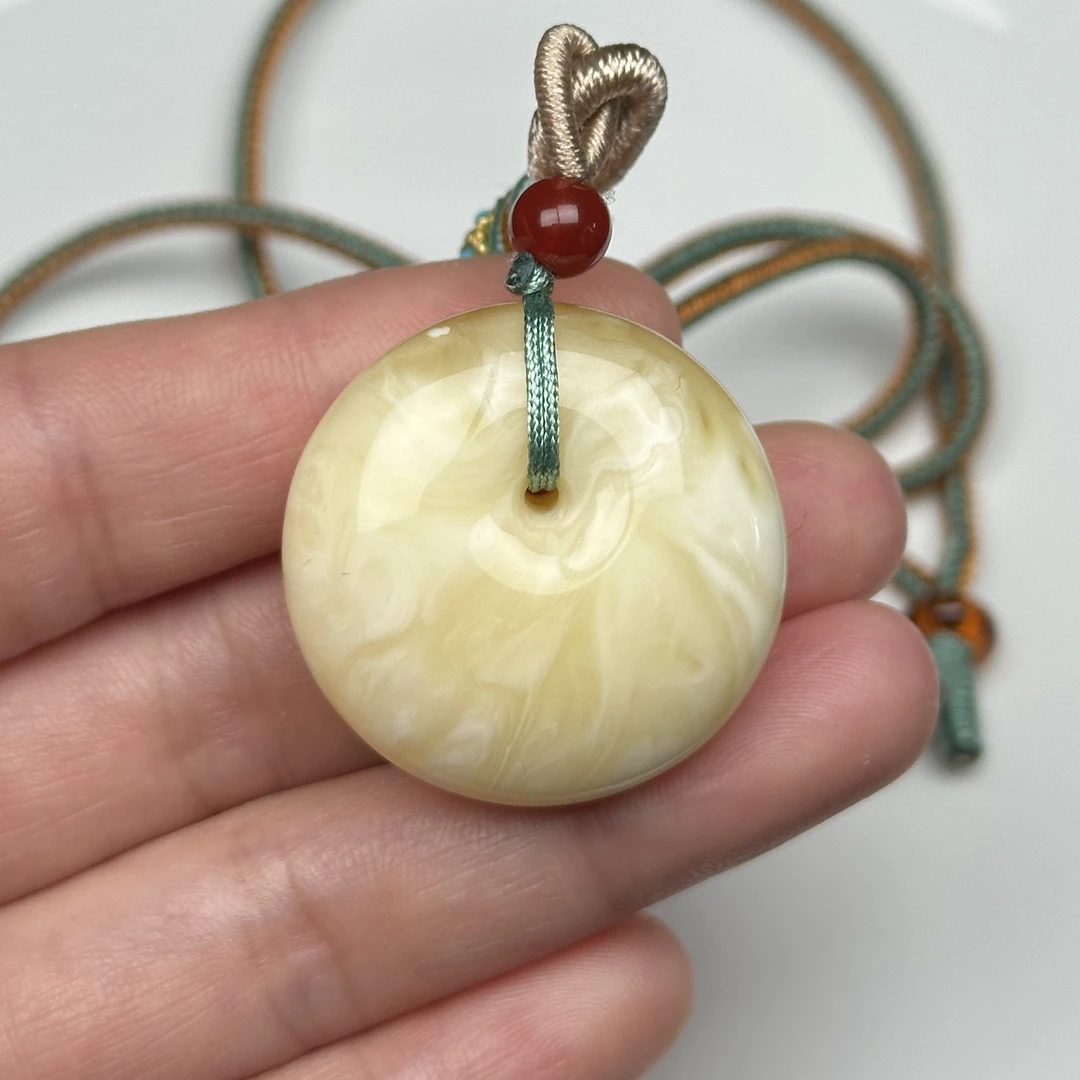 Y2951天然原矿蜜蜡 鸡油黄公主扣 30*13mm抖音基地质检发货货