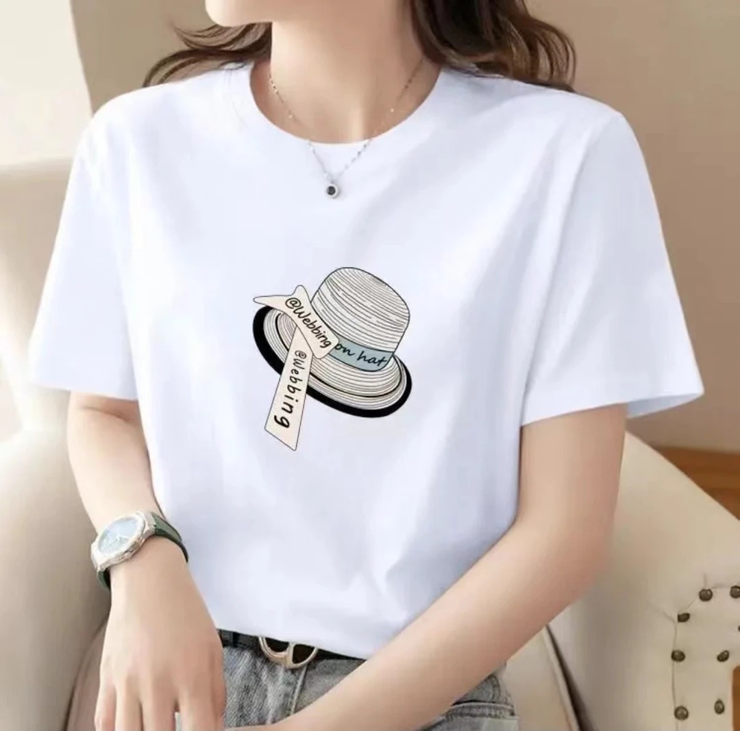 (夏季新款)潮流圆领印花短袖百搭时尚女款简约ins休闲小众717