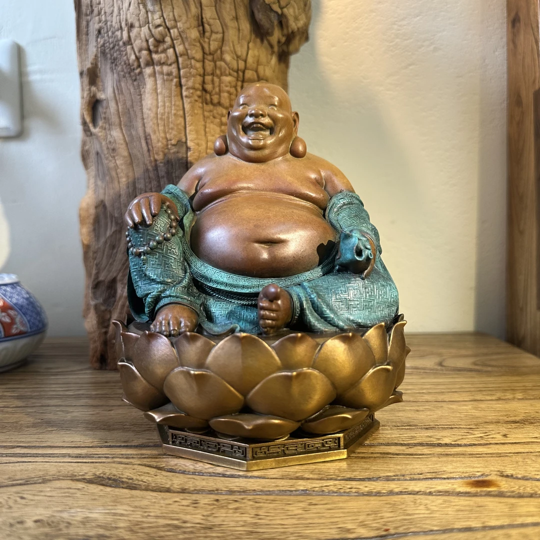 全铜限量款 大肚能容弥勒佛 未来佛 中式原创手工铜器摆件