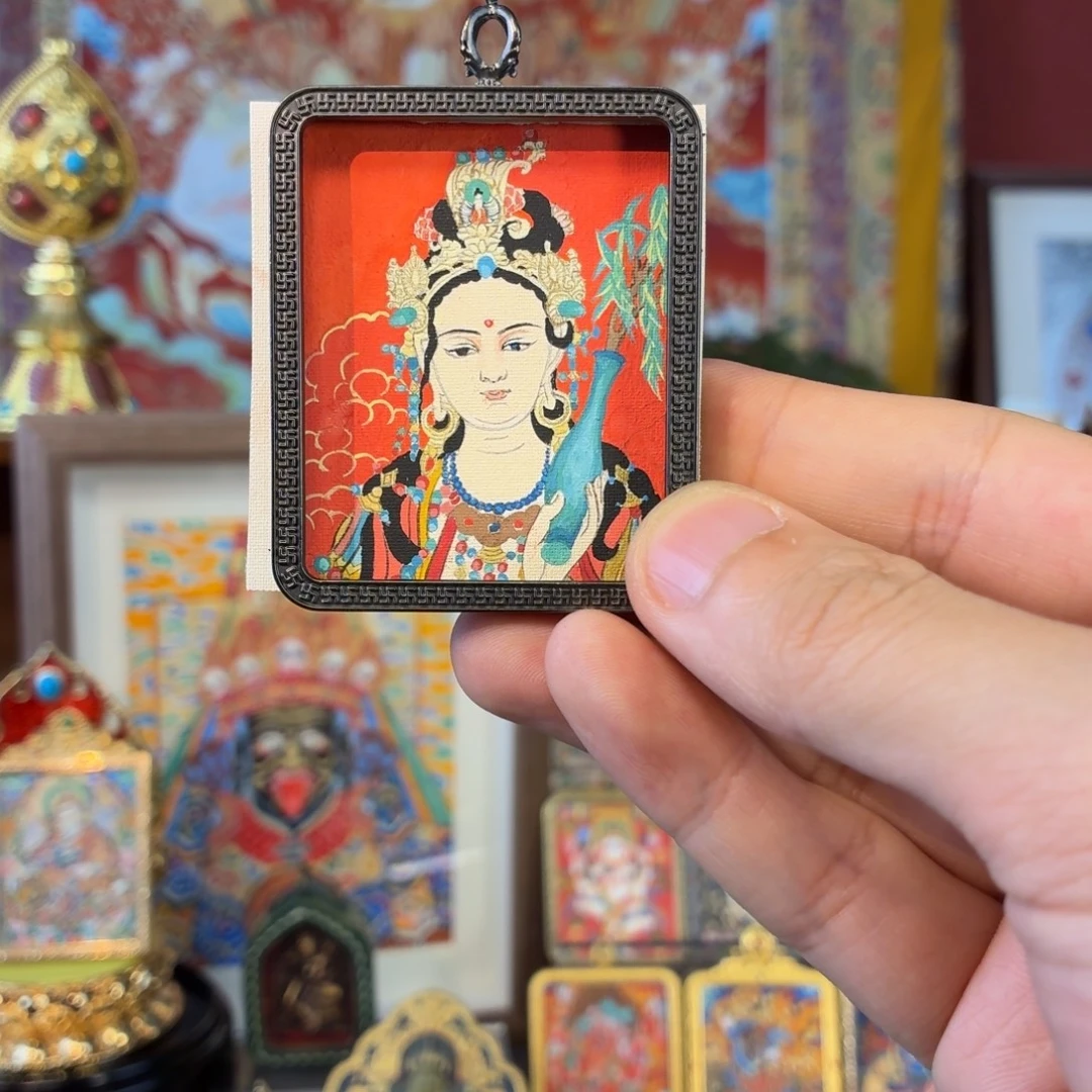 吊坠水月观观唐卡纯手绘