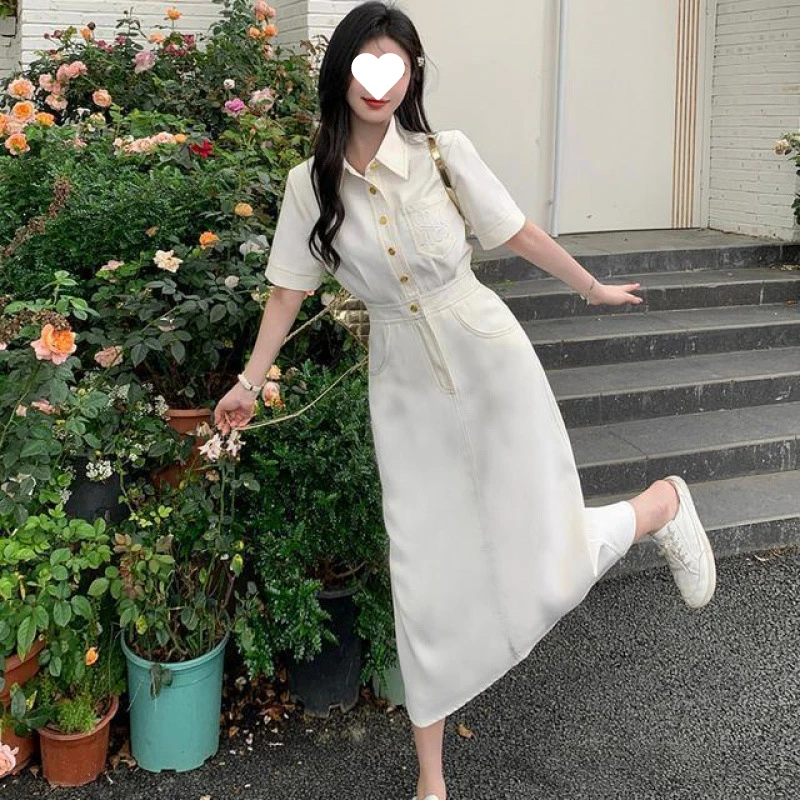 大码女装高级感气质时尚翻领连衣裙胖mm洋气藏肉收腰显瘦衬衫裙子