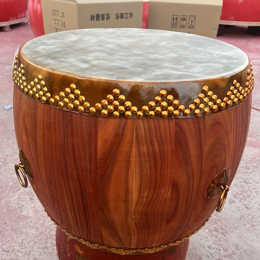 定制款16寸18寸20寸头层黄牛皮战鼓原木大鼓堂鼓传统戏剧寺院适用