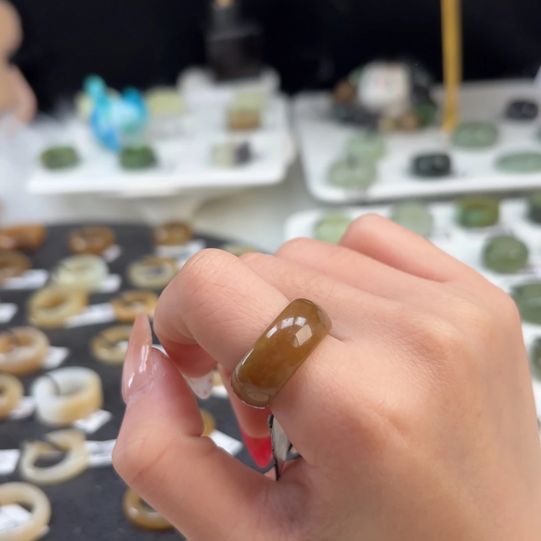 和田玉未镶嵌戒指O39焦糖墩墩16.4