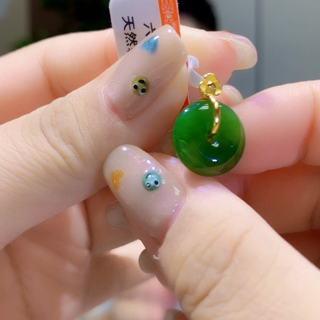 和田玉（碧玉）银S925镀金镶嵌颈饰
