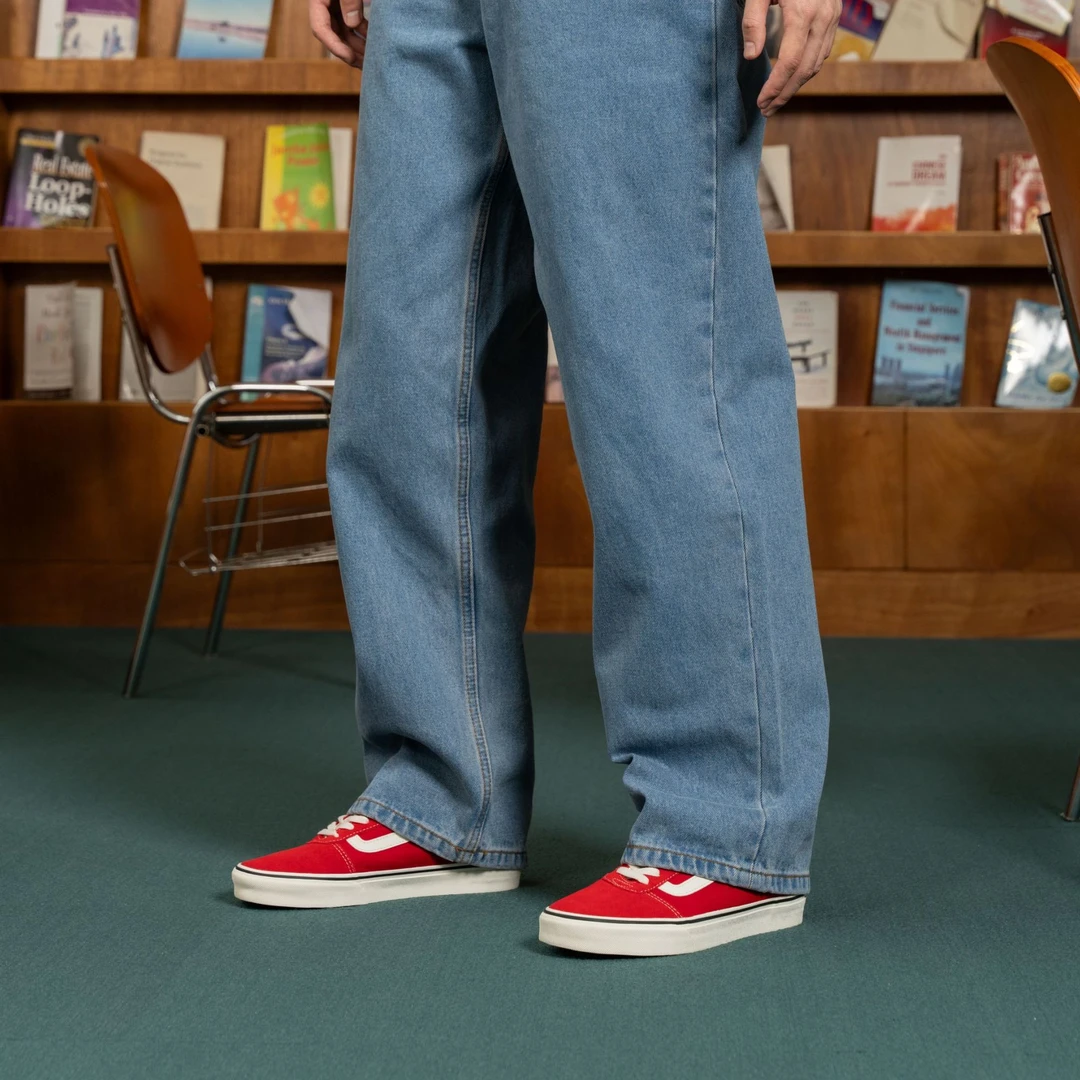 Vans范斯官方 男子梭织长裤牛仔蓝复古春夏运动休闲 8NACDX