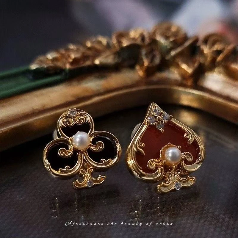 锌合金耳饰 052女拼色复古/宫廷日韩金色小香风素款欧若精灵风