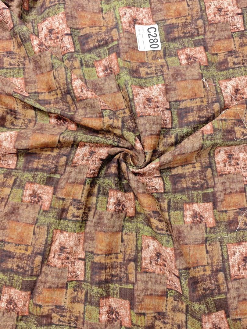 C280 复古风百家布泡泡麻棉薄款新中式花色休闲透气舒适面料