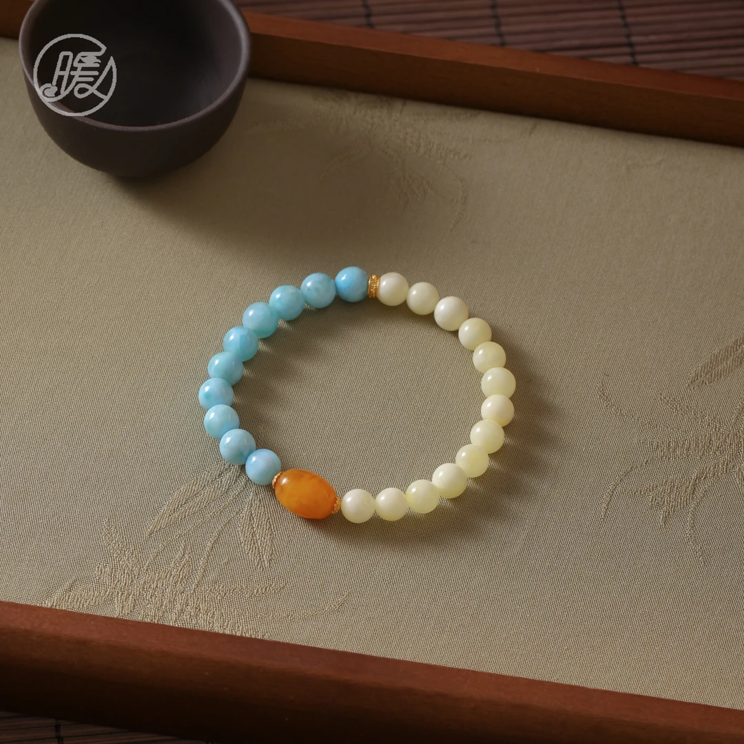 单圈海纹石手串7mm搭配枣珠配饰手链B1100多样性发一