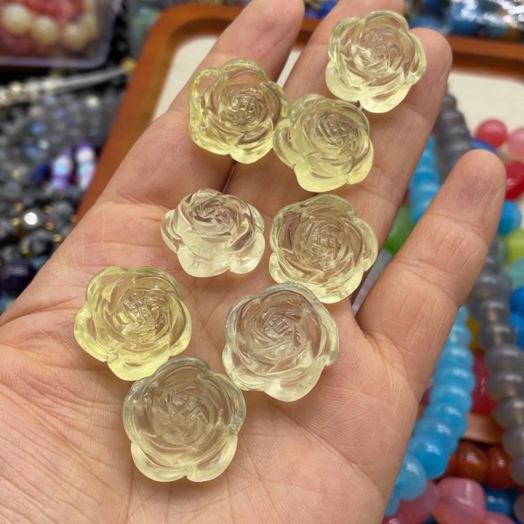 玛瑙/玉髓珠宝半成品未镶嵌黄水晶山茶花一个