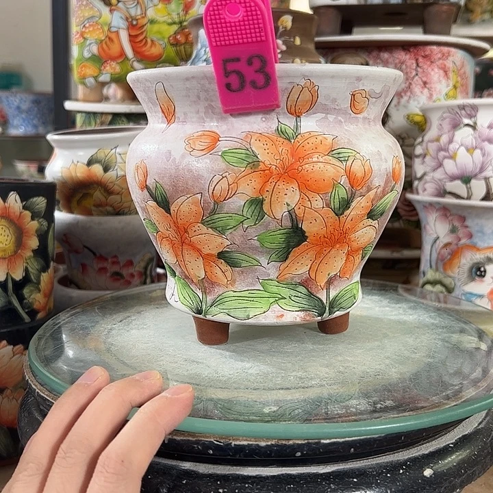 景德镇手绘花盆满38包邮