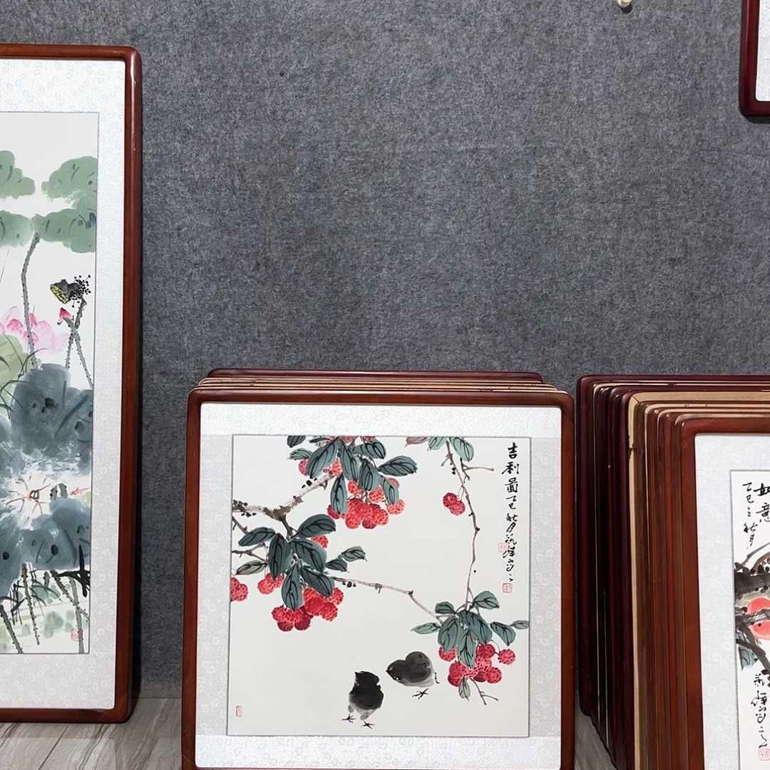 国画书画作品带框63×63