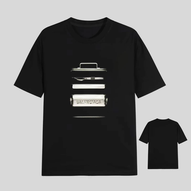 【97号链接-B家饭盒印花】短袖T恤男女同款宽松经典前幅印花