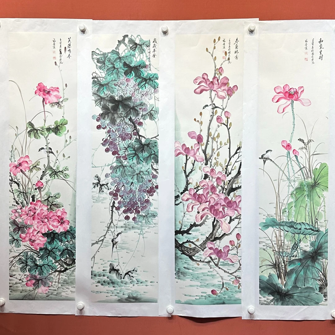 湖社画会/谢福堂/花鸟条屏 长1