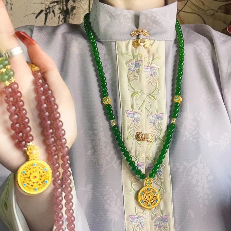 非金属树脂项链 新中式女复古编织八宝罗盘串珠【如忆轻奢定制】