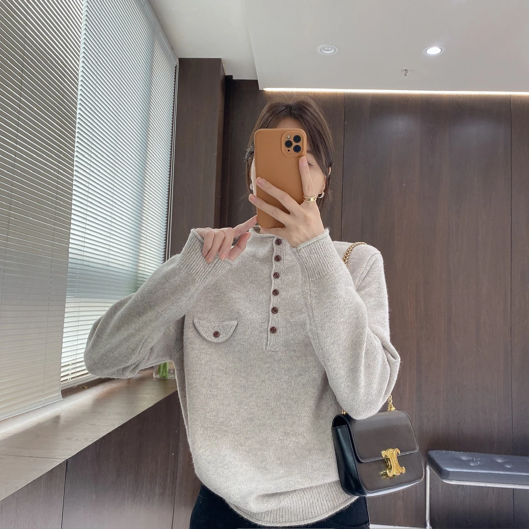 IMFLY金小金自制女装 针织衫DYW10036秋冬立领慵懒风套头针织衫