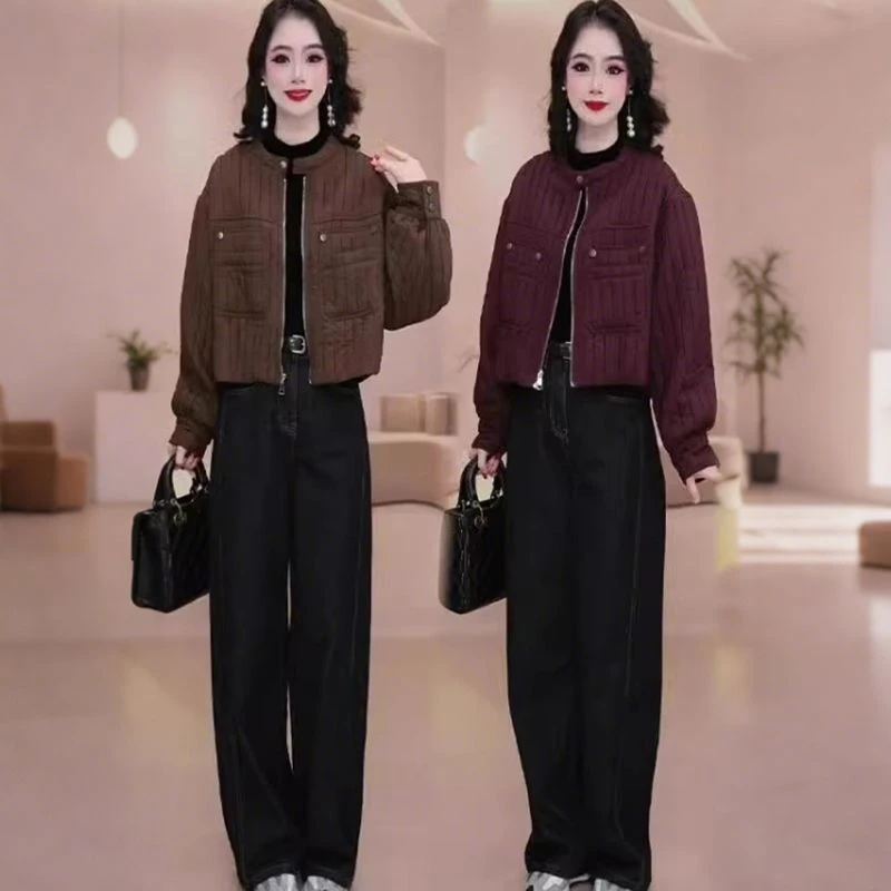 高级感轻薄棉衣棉服女2025秋冬新款宽松休闲百搭小个子夹棉短外套