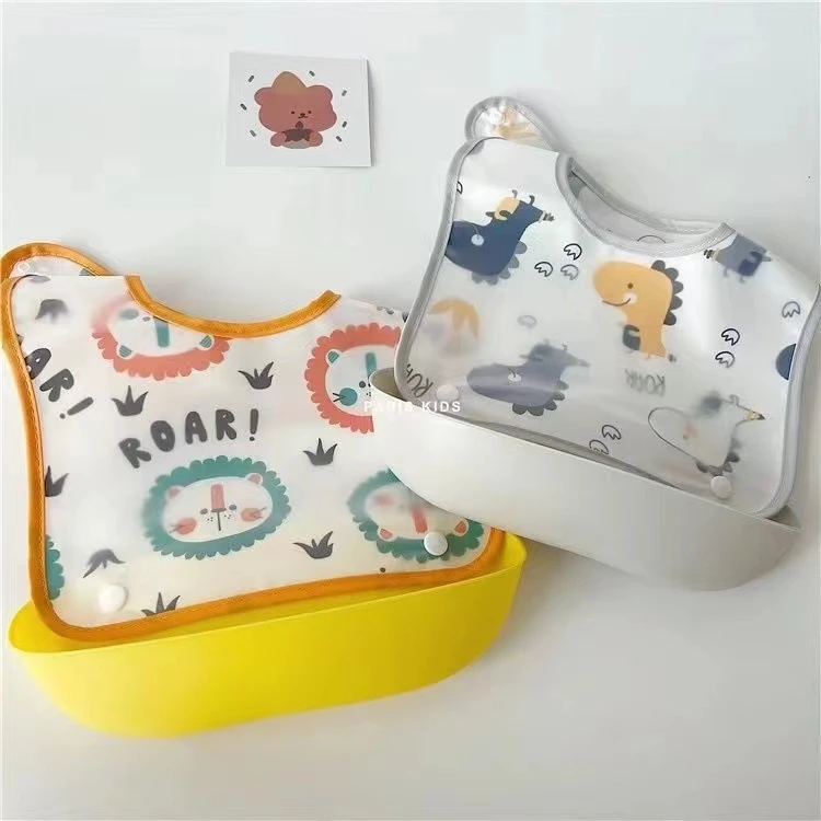 卡通可拆卸饭兜宝宝吃饭防水超软围兜男女童免洗婴儿辅食围兜3岁