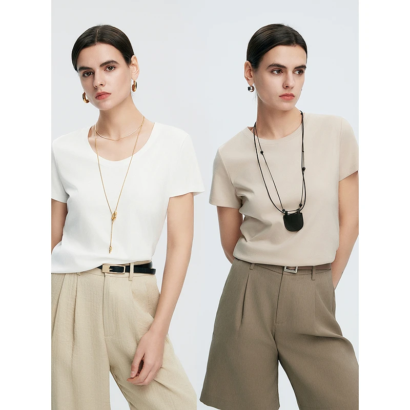 初棉【上新】50支7A超长绒棉新疆棉全棉液氨T沙漏领363601001