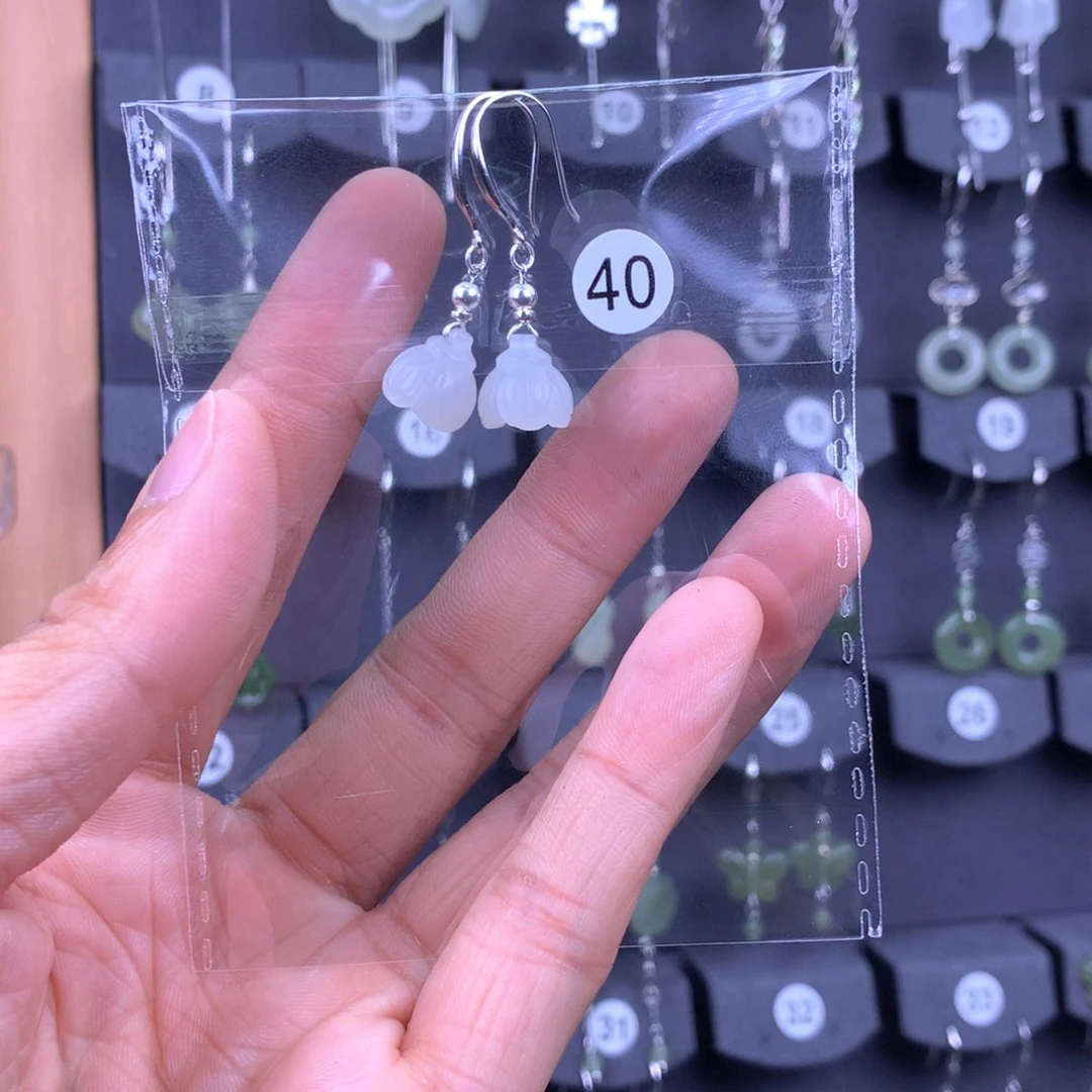 和田玉耳饰银S925镶嵌万**m