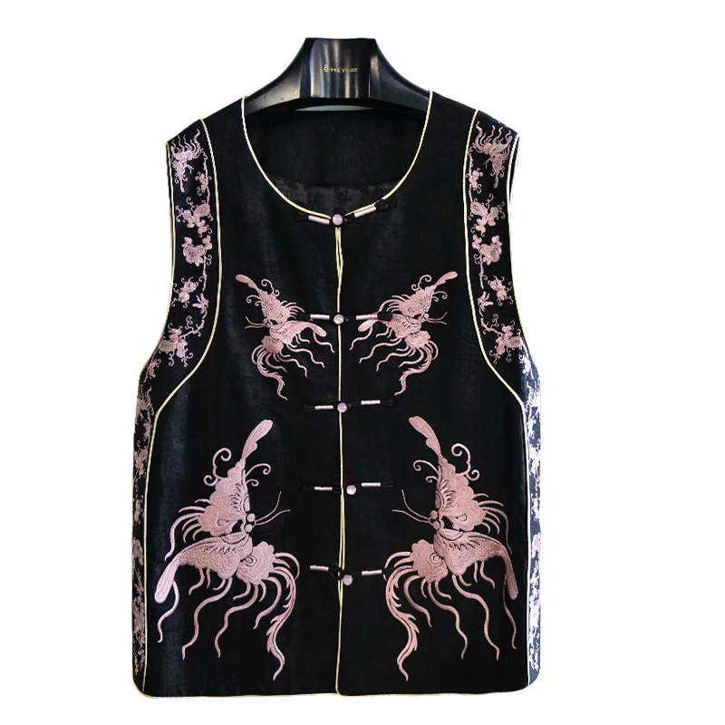 SUOER/娑尔100桑蚕丝蝴蝶刺绣香云纱马夹SH4SB02617