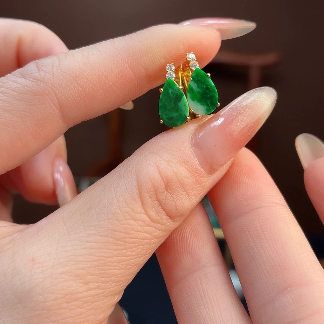 翡翠银S925镶嵌耳饰