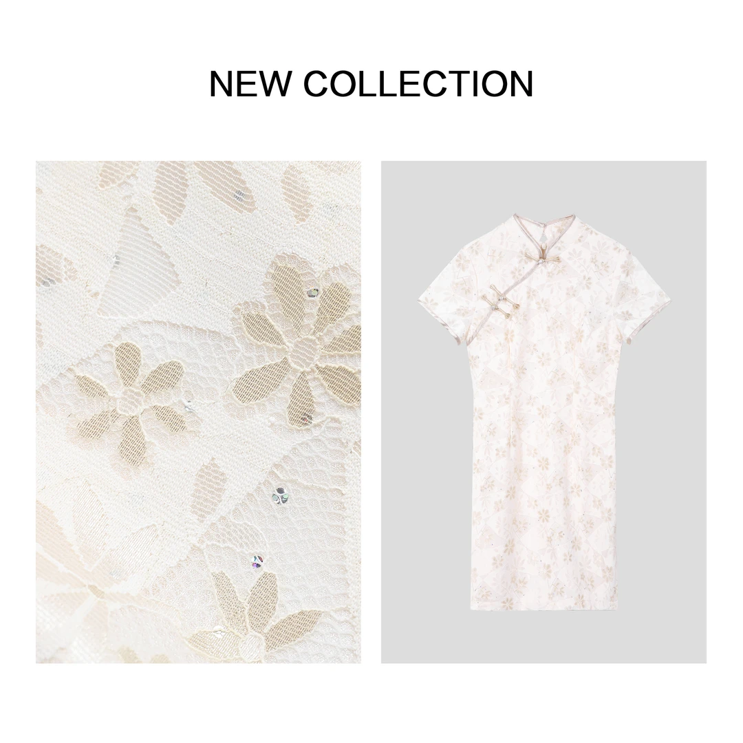 【小依专享】L5F26058优雅复古风立领长款蕾丝夏季碎花连衣裙-6058