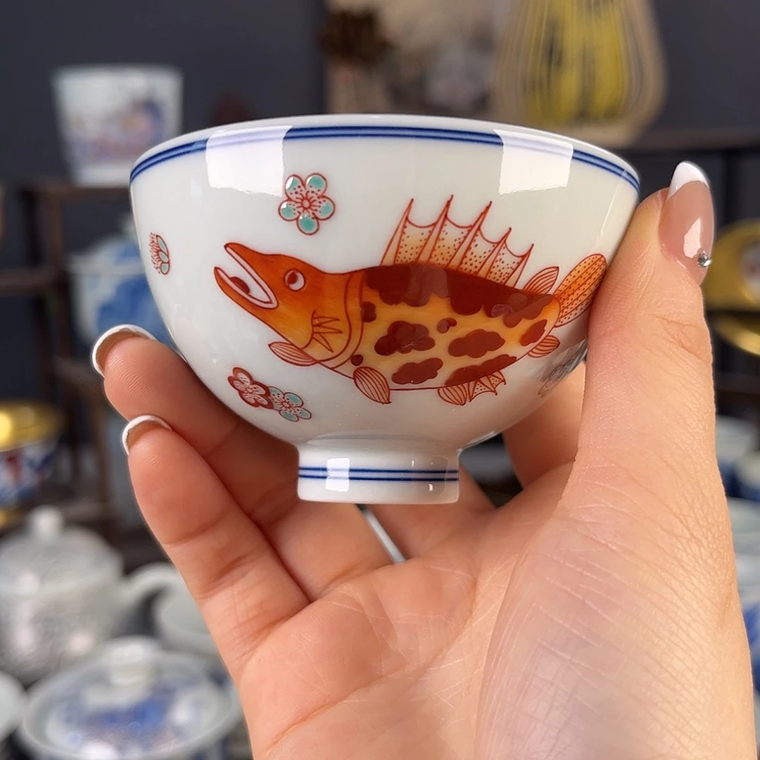 摆件景德镇陶瓷茶杯多人