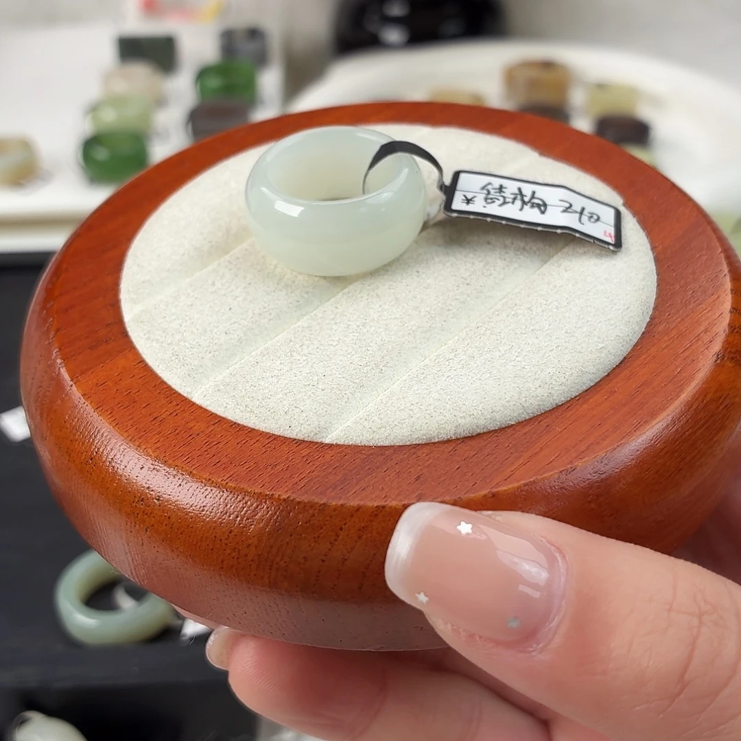 和田玉未镶嵌戒指Q84白玉墩墩内径17.3