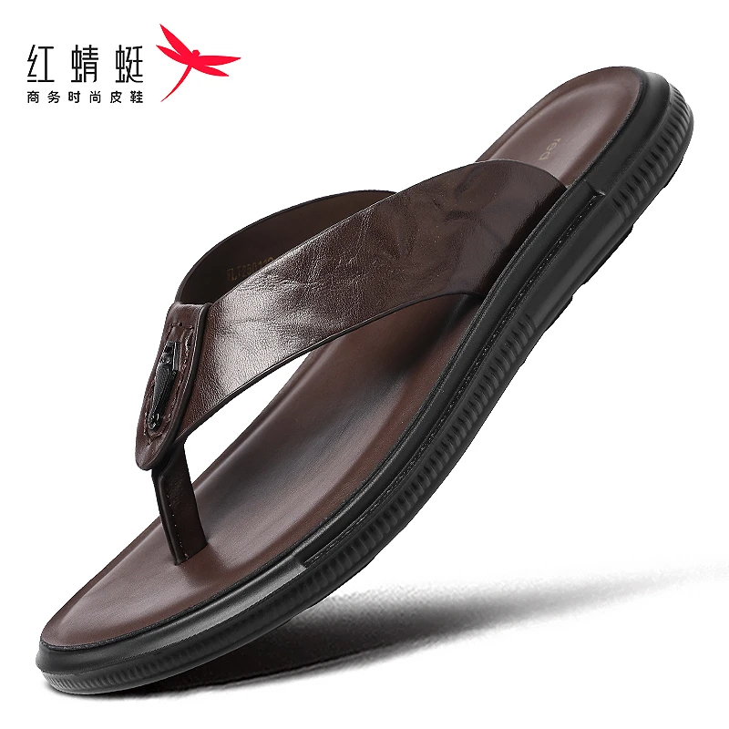 红蜻蜓人字拖凉拖鞋男士夏天透气夹脚户外休闲外穿软底沙滩人字拖