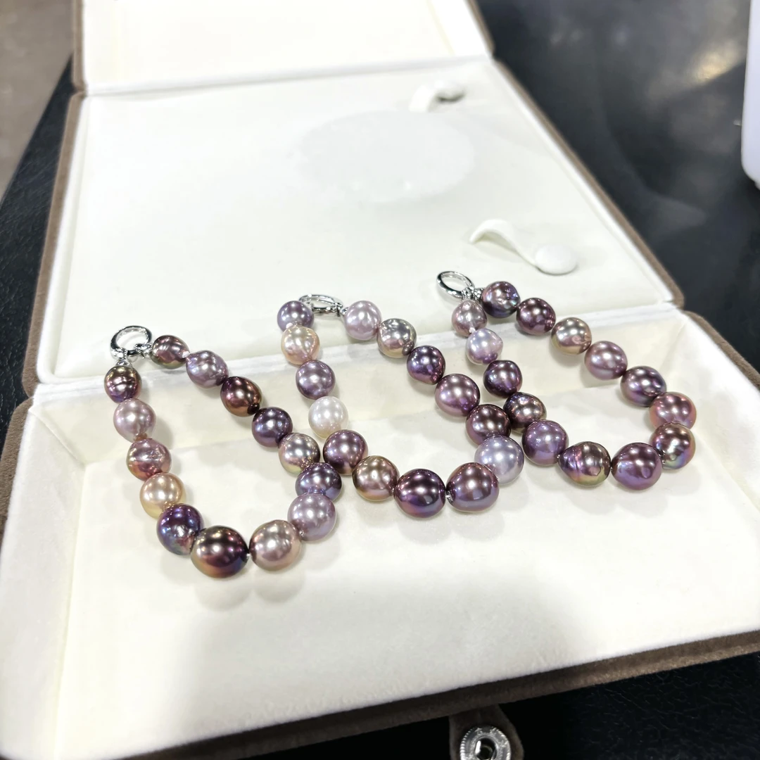 【糖巴】欧若风紫珠巴洛克手链9-12mm 淡水珍珠手链925银多样性发一