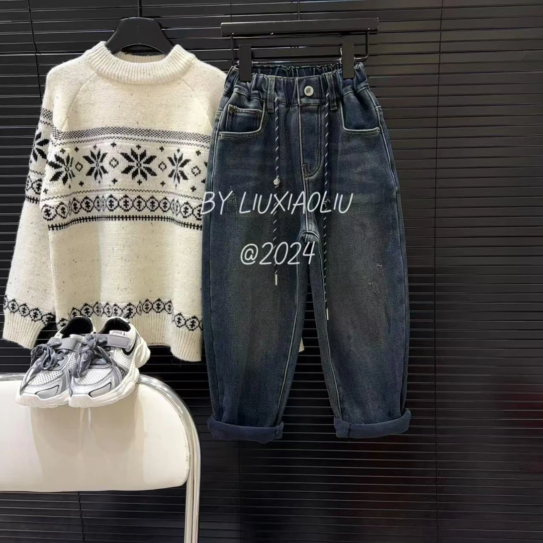 杭州六小六正版 BY LIUXIAOLIU韩版高货冬季儿童加绒牛仔裤15360