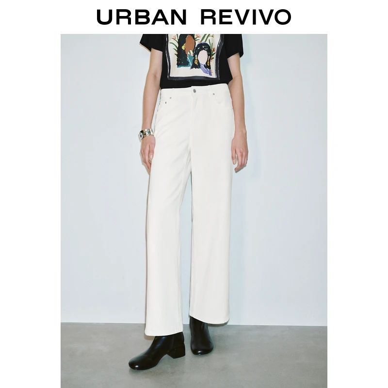 UR2025秋季新款女装简约百搭高腰丹宁休闲长裤UWM850043