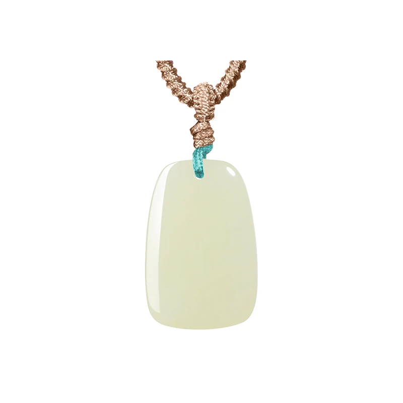 平安无事牌挂坠 和田玉项链吊坠平安百搭款 青白玉男女同款情侣款