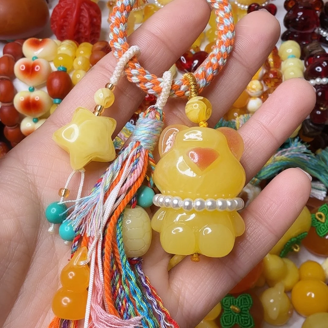 ~***~非金属小熊手把件手编绳