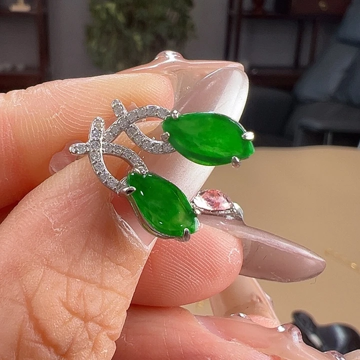 翡翠银S925镶嵌耳饰耳饰16