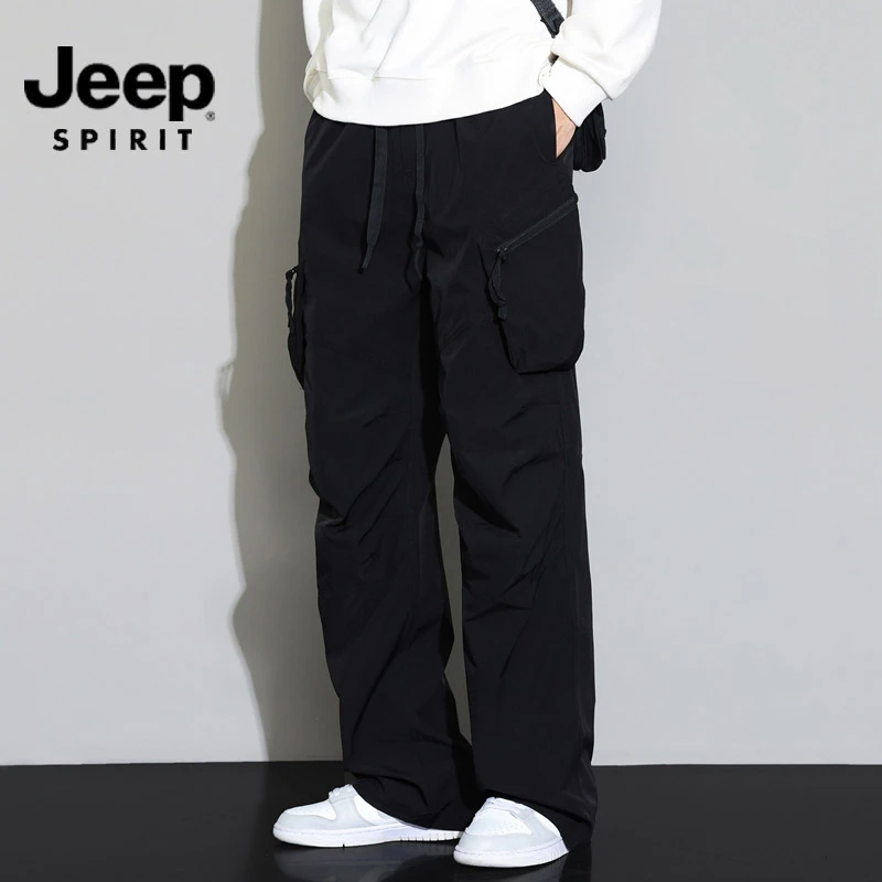 JEEPSPIRIT吉普美式户外工装裤男女情侣秋季宽松休闲冲锋裤伞兵裤