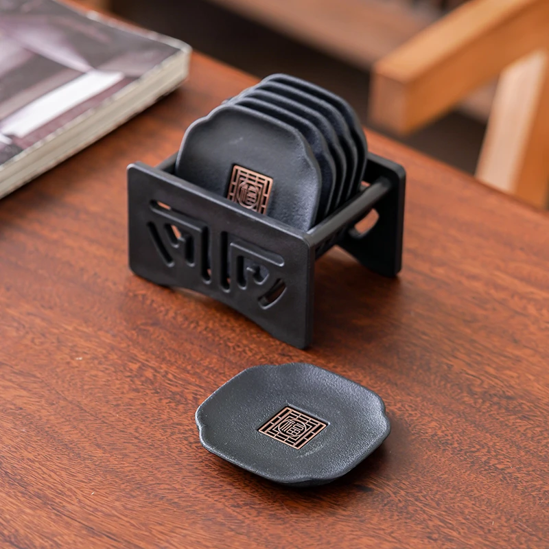 福字茶杯垫防烫茶杯托办公室隔热垫茶道杯垫高档功夫茶具配件套装