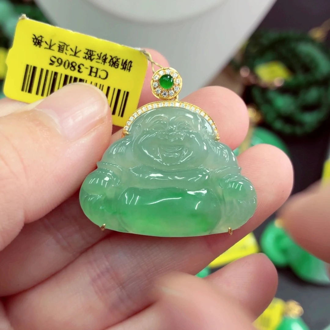 翡翠18K金镶嵌吊坠(不含链)