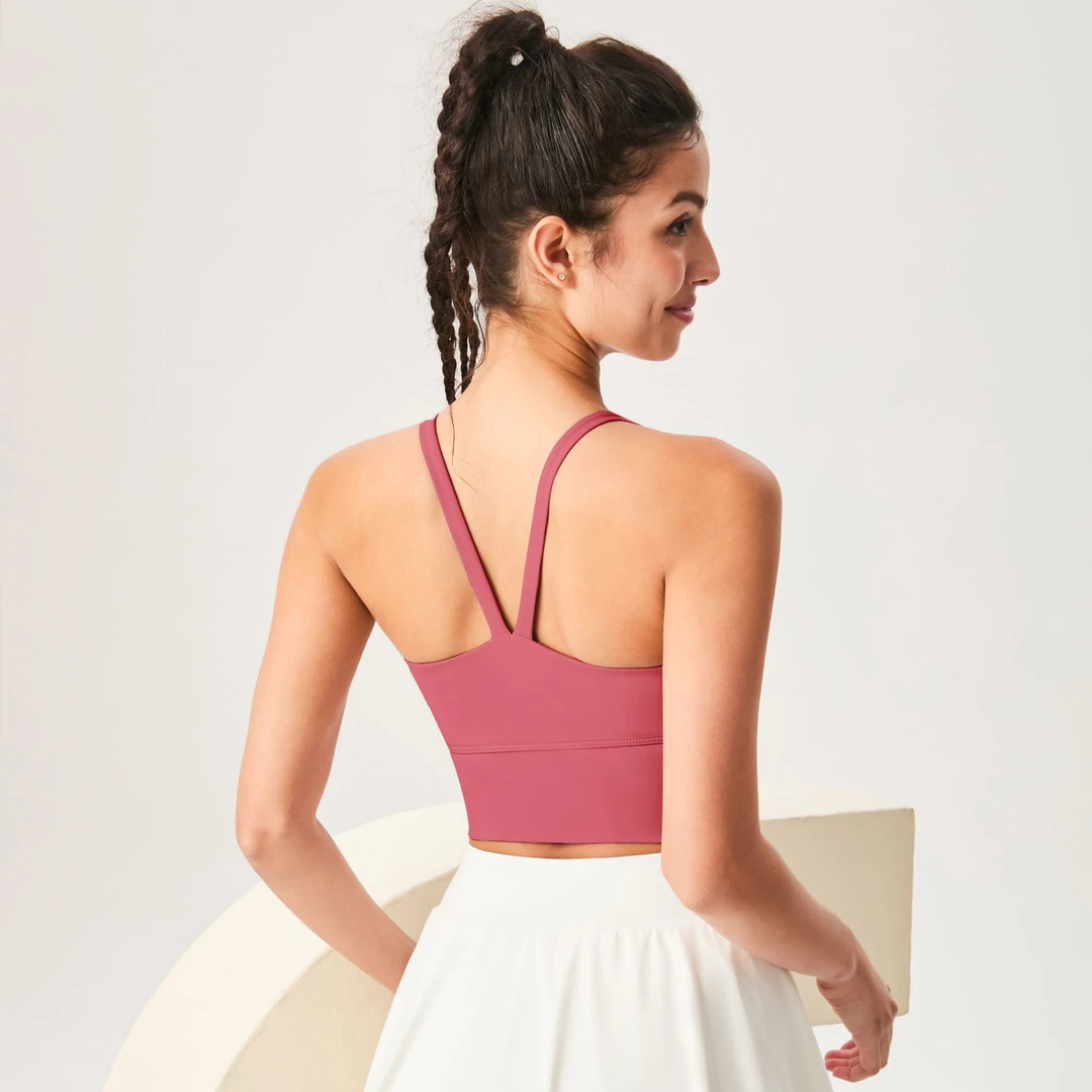 运动瑜伽交叉美背跑步跳绳高强度内衣防走光裸感速干健身吊带背心