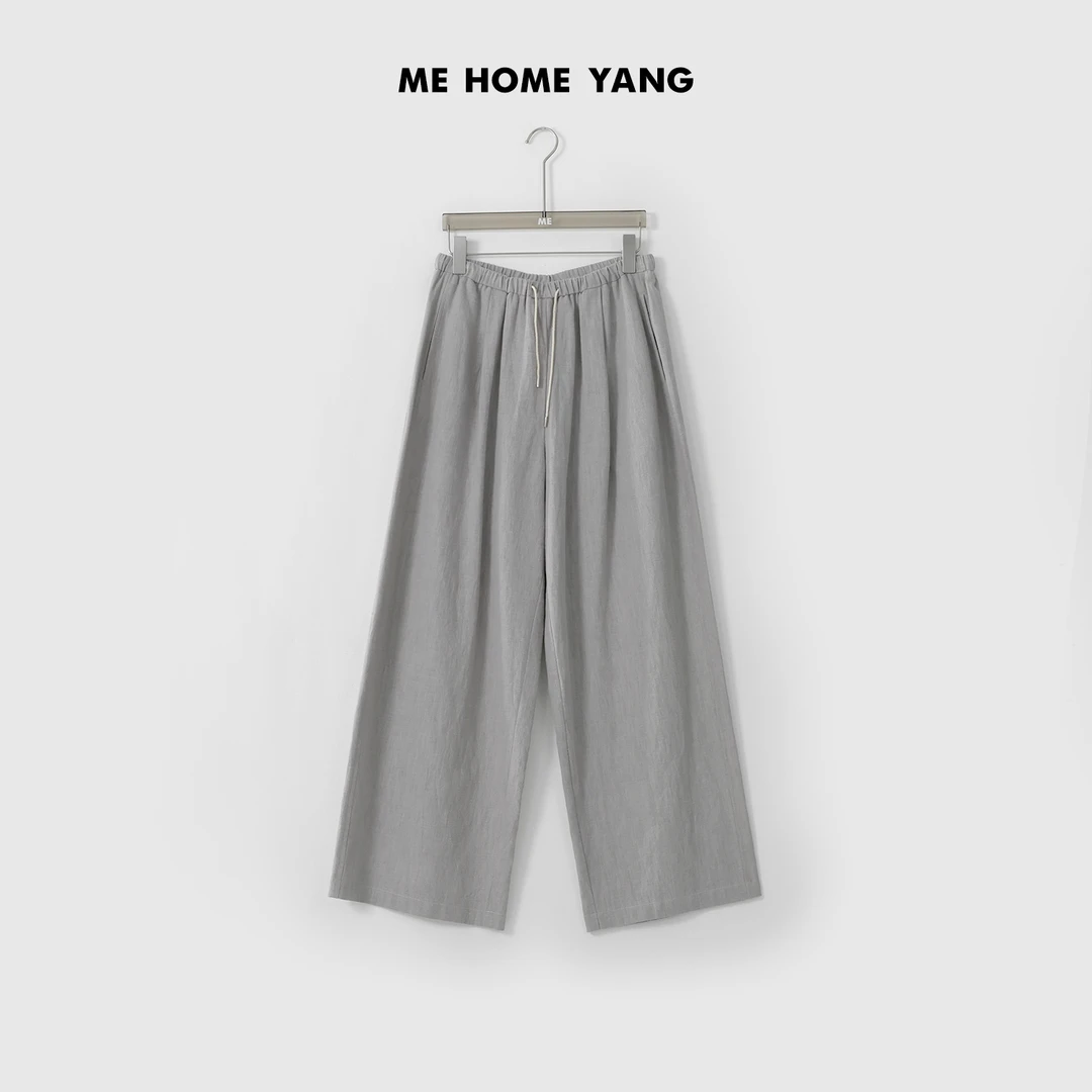 ME【金棕麻裤系列】灰色春季新款时尚百搭休闲裤MEQS1110