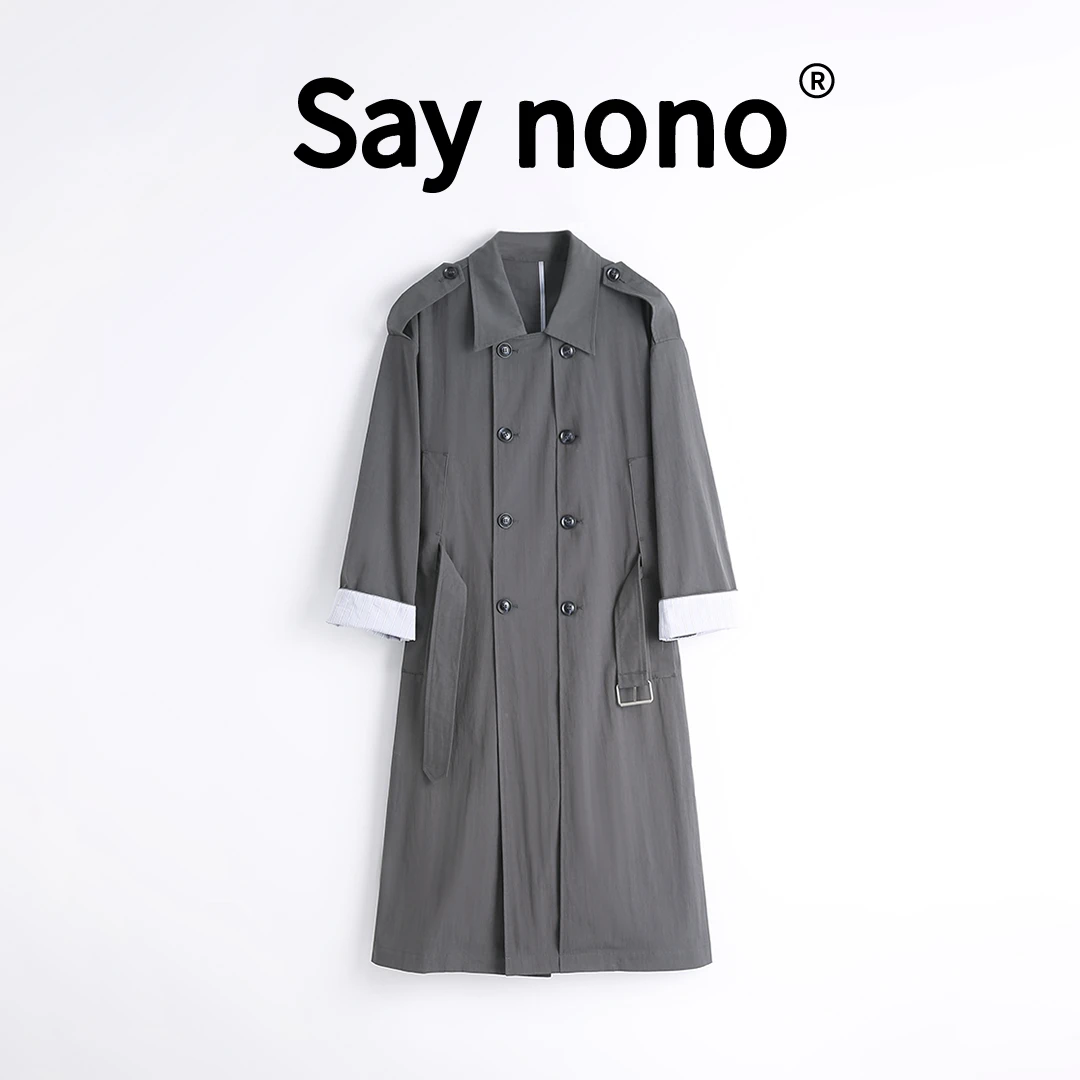 懒猫nono│Saynono 硬挺有型＿ 可调节腰带微皱肌理风衣 /ZSF1602