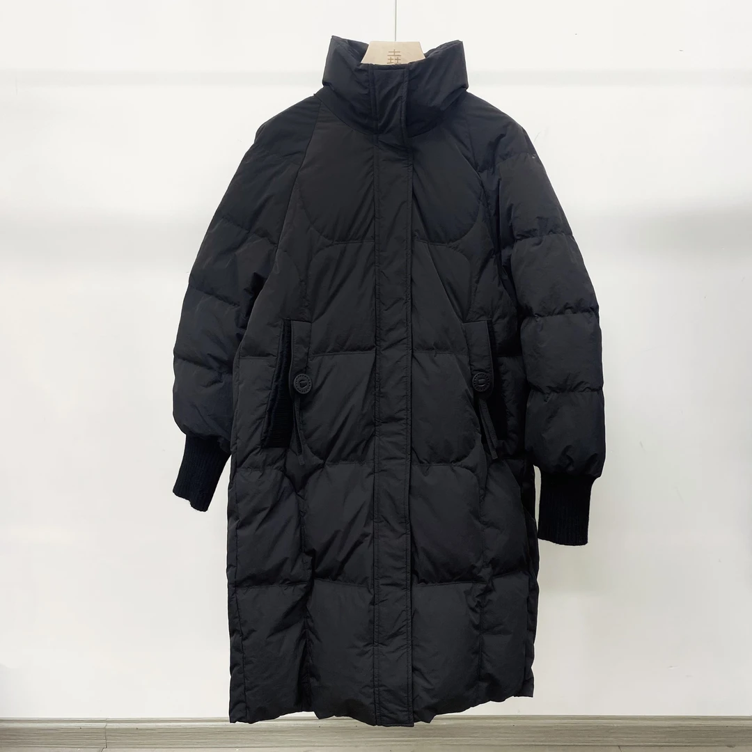 冬季长款羽绒服可拆卸针织披肩加厚立领宽松保暖外套女时尚百搭