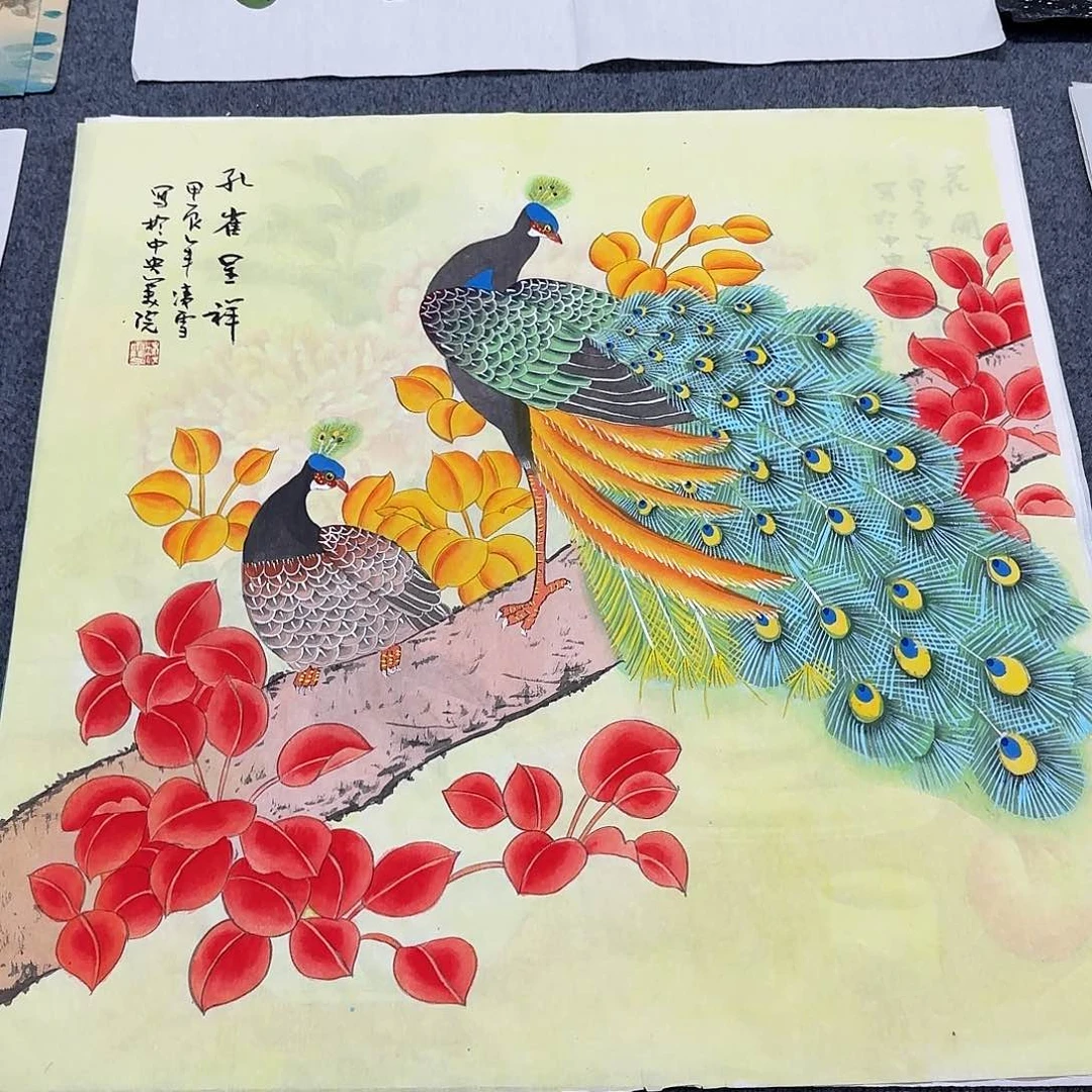 国画尺寸70X70手绘作品