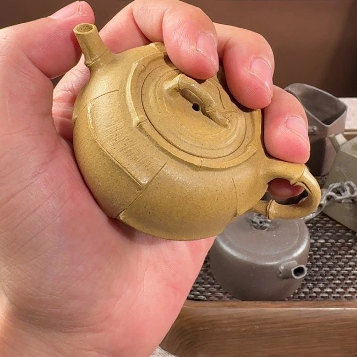茶壶紫砂原矿黄段小圆竹